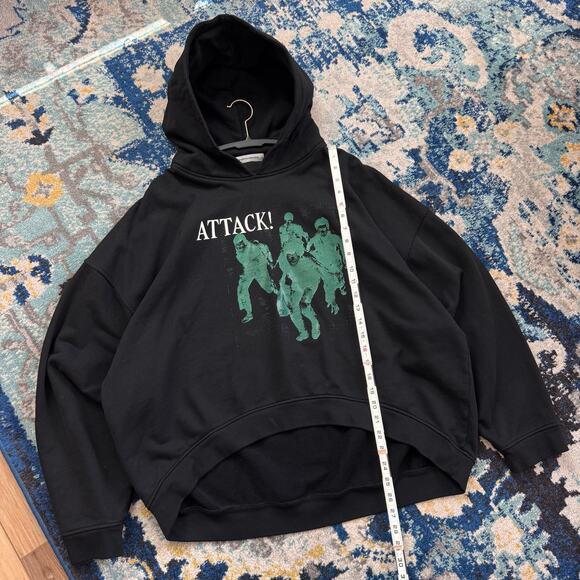 FFFPOSTALSERVICE Attack! Round Hem Black Hoodie Size Large - Picture 3 of 5